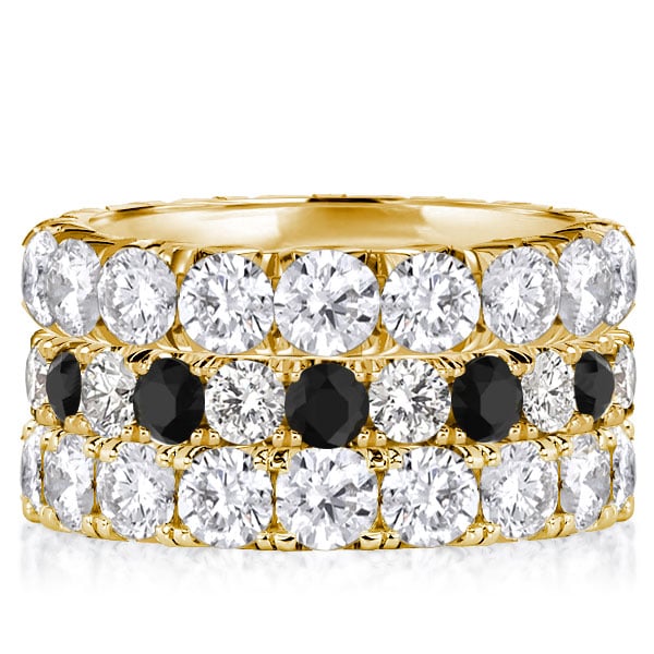 Italo Golden Black & White Eternity Stackable Band Set