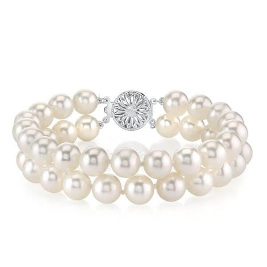 Double Row White Pearl Fashion Bracelet