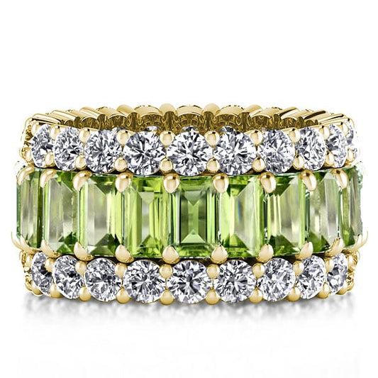 Italo Peridot Ring Emerald Cut Eternity Wedding Band For Women