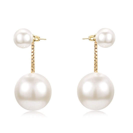 Modern Golden Drop Pearl Earrings