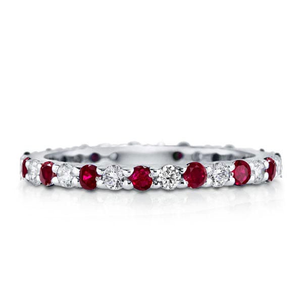 Italo White & Ruby Sapphire Eternity Wedding Band For Women