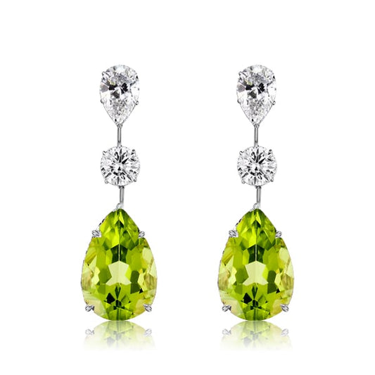 Italo Peridot Pear Cut Drop Earrings For Women Silver Earrings
