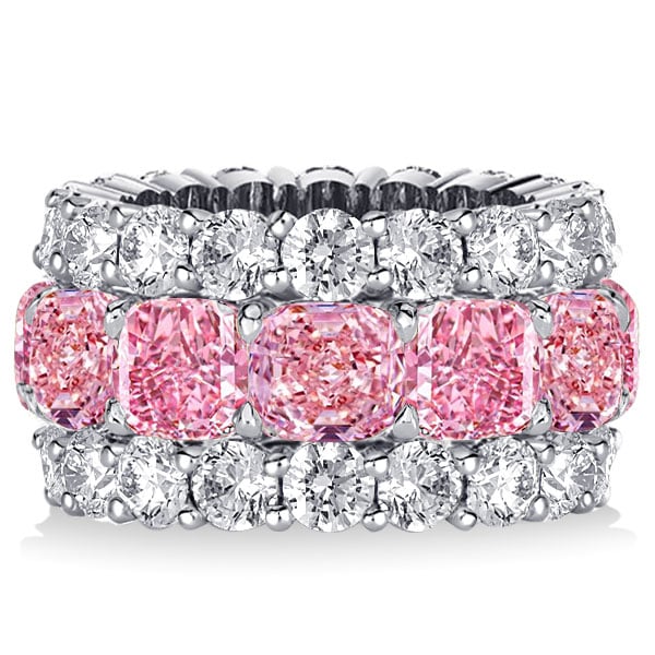 Italo Cushion Cut Created Pink Sapphire Wedding Band For Women