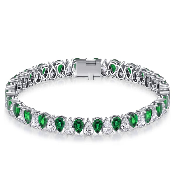 Italo White & Emerald Bracelet Pear Cut Tennis Bracelet