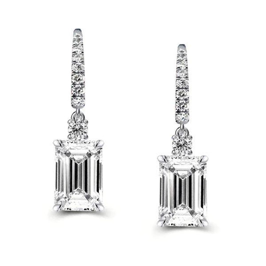 Italo Emerald Cut Drop Earrings Sterling Silver Earrings For Women