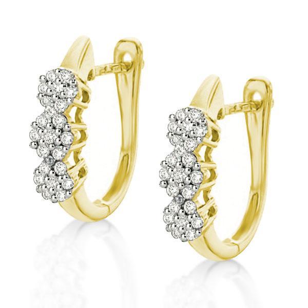 Round Cut Flower Gold Hoop Earrings