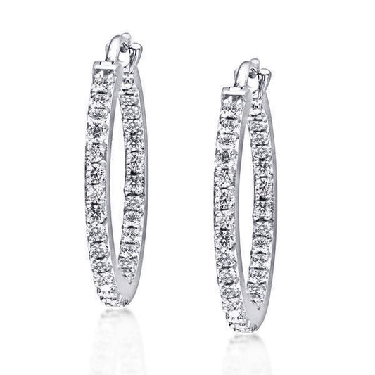 Classic Round Silver Hoop Earrings For Women