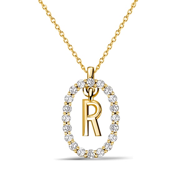 Italo Initial Personalized Open Frame Initial Pendant For Women