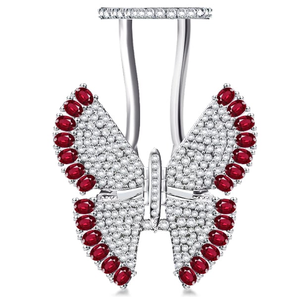 Pave Setting Ruby Movable Butterfly Ring