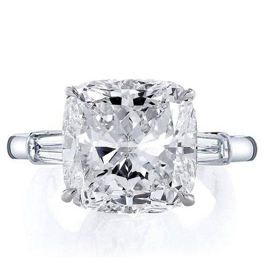 Classic Three Stone Cushion Cut Engagement Ring