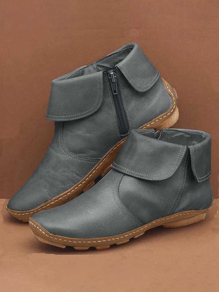 Women Casual Plain All Season Commuting Closed Toe PU Vintage Style Rubber Classic Boots Boots