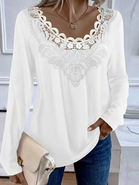 Casual Plain Crew Neck Long Sleeve T-shirt