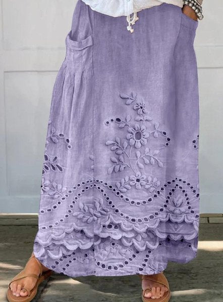 Vintage 3D Printing A-Line Mid Waist Maxi Skirt