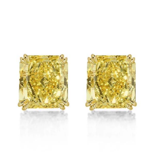 Double Prong Cushion Cut Yellow Topaz Stud Earrings For Women