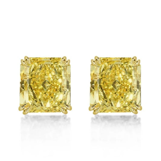 Double Prong Cushion Cut Yellow Topaz Stud Earrings For Women