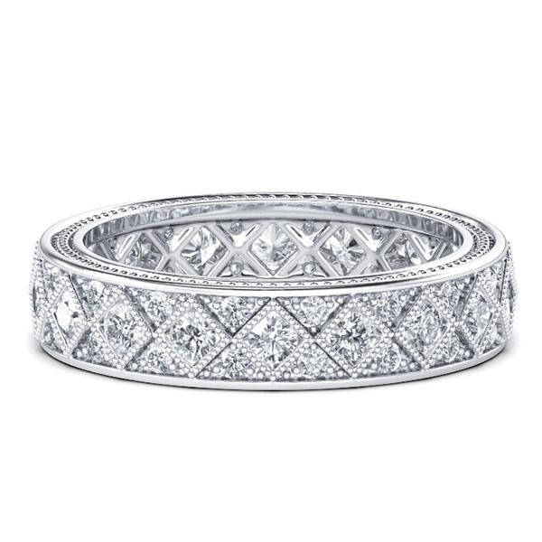 Vintage Milgrain Blaze Pave Wedding Band (0.76 CT. TW.)