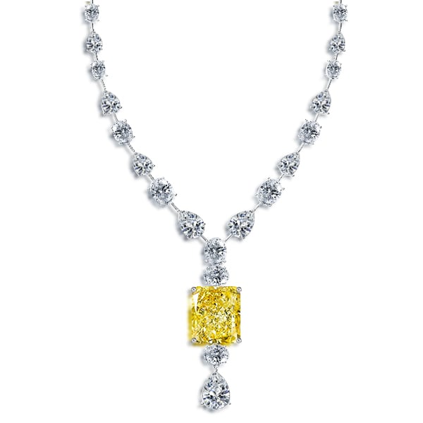 Radiant Cut Yellow Topaz Pendant Necklace For Women