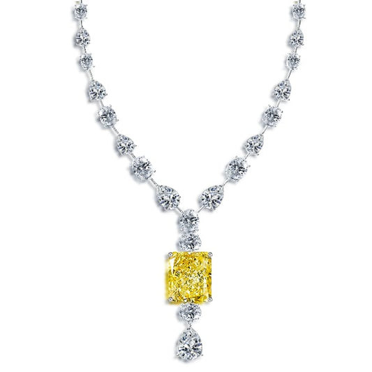Radiant Cut Yellow Topaz Pendant Necklace For Women