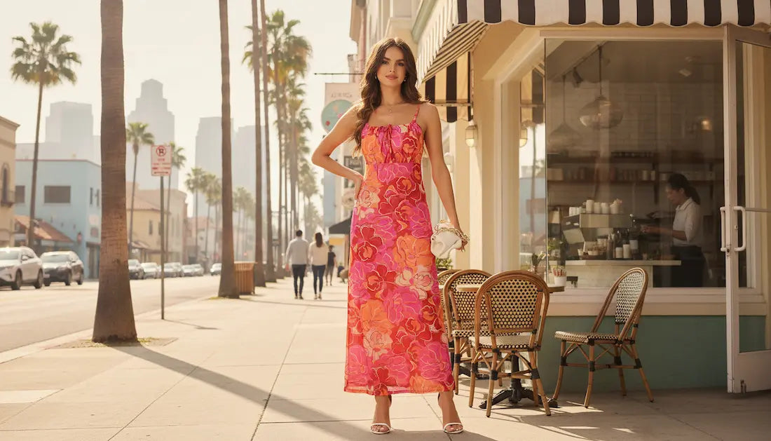 fitted lace wedding dress Bold Floral Sleeveless Spaghetti Strap Maxi Dress Sundress – Nova Daily Shop